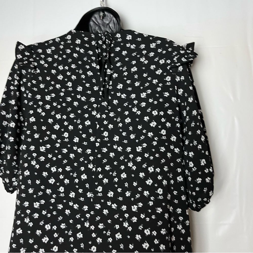 DIBIDED H&M women 3/4 sleeve black white‎ floral mini dress size XSmall - Picture 4 of 15